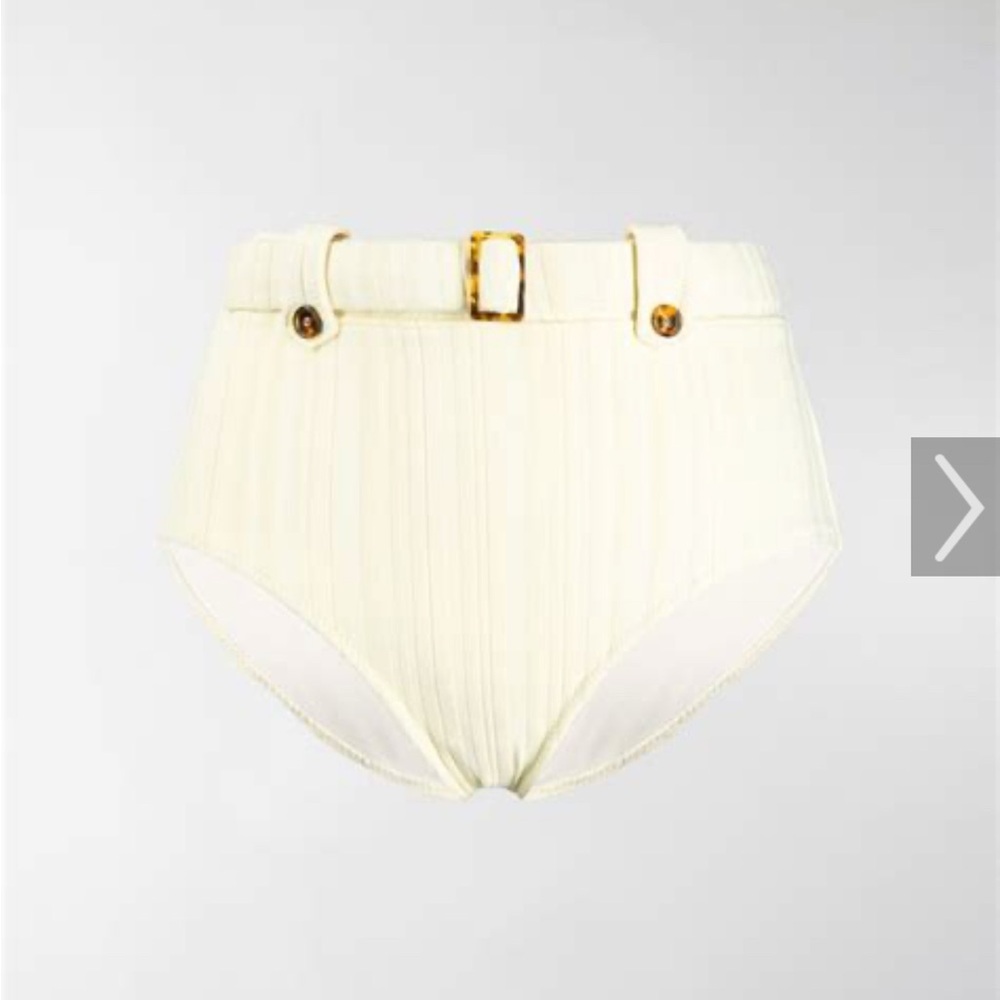 Solid and striped high waisted light yellow bikini bottom